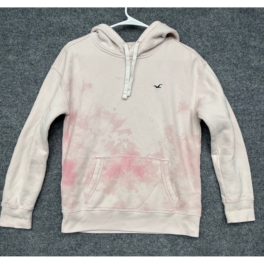 Hollister Co-op Pride Pink Tie Dye Hoodie Sweatshirt XS Seagull Logo Rainbow